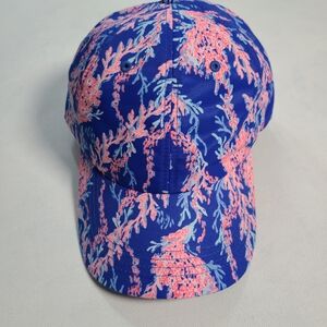 Navy Blue & Coral Printed Baseball Cap